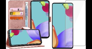 Hoesje geschikt voor Samsung Galaxy A52 - Book Case Kunstleer Wallet - Roségoud - Met Screenprotector