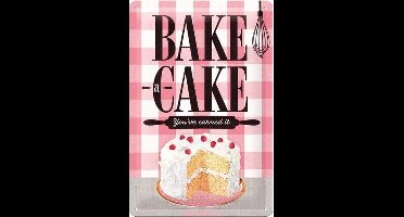 Bake a Cake Metalen wandbord in reliëf 20x30 cm.