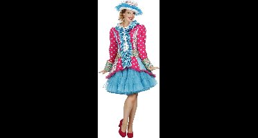 Wilbers & Wilbers - Dans & Entertainment Kostuum - Vrolijke Lapjes Jas Lisanne Vrouw - blauw,roze - Maat 46 - Carnavalskleding - Verkleedkleding