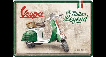 Wandbordje / Metal Card - Vespa The Italian Legend