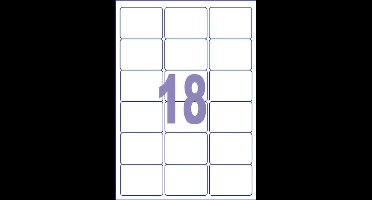 Kangaro etiket - universele etiketten - inkjet/laser/kopieer - 63,5x46,6mm - 100 vel - 18 stickers per vel - K-6346