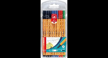 STABILO point 88 - Fineliner 0,4 mm – 4 Standaard Kleuren - Etui 10 Stuks