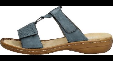 Rieker Dames slippers Open Teen - licht blauw - Maat 36