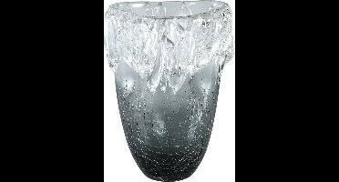 PTMD Yula Vaas - 20 x 20 x 28 cm - Glas - Grijs - Bombey Icicle - Grijs