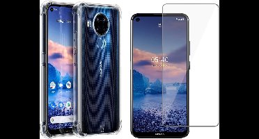 Hoesje geschikt voor Nokia 5.4 - Transparant Shock Proof Case + Screen Protector Glas