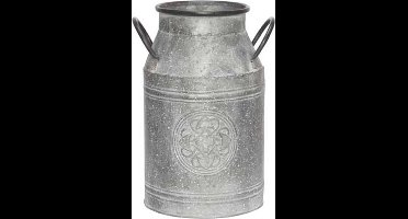 MELKBUS EMBOSSED LOGO GRIJS 22,5X21XH35CM ROND ZINK