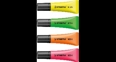 STABILO NEON - Markeerstift - Unieke Tube Vorm - Etui 4 kleuren