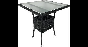 Bijzettafel - tuintafel - Eucalyptus -46x46 cm poly rattan + glasplaat
