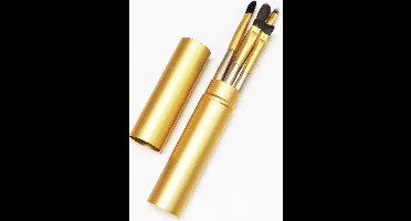 Make-Up kwastenset - 5 Delig - in luxe aluminium koker - Goud