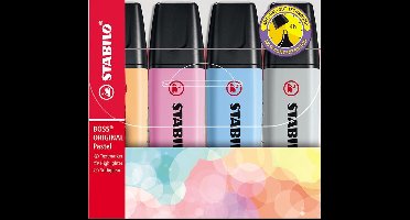 STABILO BOSS ORIGINAL Pastel - Markeerstift - Markeren Met Pastelkleuren - Etui Met 4 Kleuren