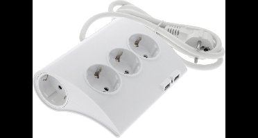 Q-Link Stekkerdoos 5V Ra Thermoswitch/2Xusb 1.5m 3X1.5 - Wit