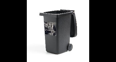 Container sticker Wasberen in zwart wit - Wasberen op muur Klikosticker - 40x40 cm - kliko sticker - weerbestendige containersticker