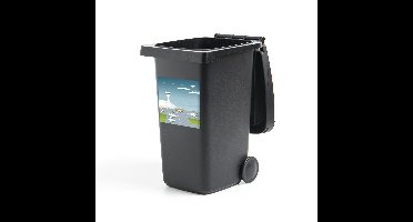 Container sticker Vliegtuig illustratie - Een illustratie van een luchthaven met verschillende vliegtuigen Klikosticker - 40x40 cm - kliko sticker - weerbestendige containersticker