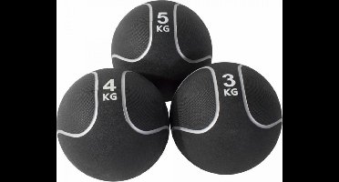 Gorilla Sports Medicijn Bal set 12 kg - 3 trainings Ballen - Medicine ball - Zwart