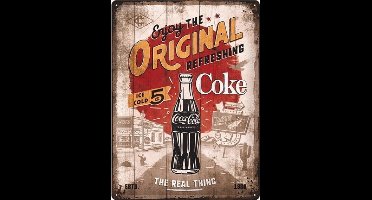 Coca-Cola  Original Coke Highway 66. Metalen wandbord in reliëf 40 x 30 cm.