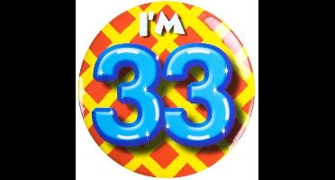 Paper Dreams Button I'm 33 Staal 5,5 Cm Geel/blauw/rood