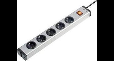 Ehmann 0601x00052031 Stekkerdoos met schakelaar 5-voudig Aluminium Randaarde stekker 1 stuk(s)