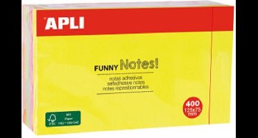 APLI NOTES CUBE 4 KLEUREN ASSORTI 125X75 - 400 VEL - GEEL/GROEN/ROSE/ORANJE
