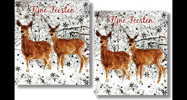 16 Dubbele kaarten - Fijne Feesten - Lannoo - Witte envelop - 12 x 13,3 cm