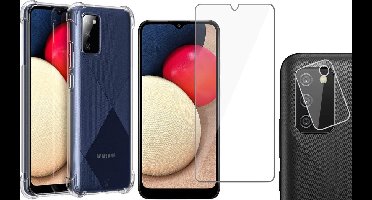 Hoesje geschikt voor iPhone 15 Pro Max - Screenprotector GlassGuard & Camera Lens Screen Protector - Back Cover Case ShockGuard Transparant