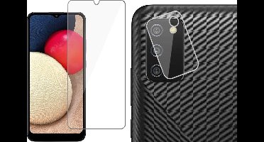 Screenprotector geschikt voor Samsung A02s + Camera Lens - Glas Screen Protector