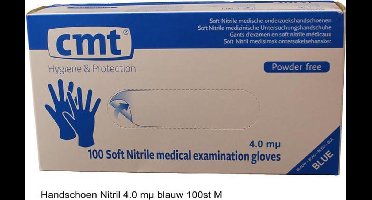 CMT Handschoen Nitril 4.0 mµ blauw 100st M