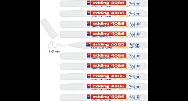 edding 4085 krijtmarker - 10 witte raamstiften - ronde punt 1-2 mm - raamstiften voor borden, ruiten, glas, spiegels - krijtstift voor ramen zijn afwasbaar en uitwisbaar