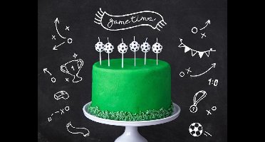 PartyDeco - Voetbal - taart kaarsjes (6 stuks)