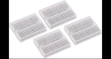 Velleman Mini breadboard, set van 4 stuks, soldeervrij, 4 x 170 contacten, compatibel met Arduino, ABS, transparant