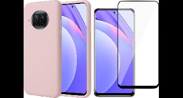 Hoesje geschikt voor Xiaomi Mi 10T Lite Roze - Liquid Cover Hoes + Screen Protector Glas Full Screen