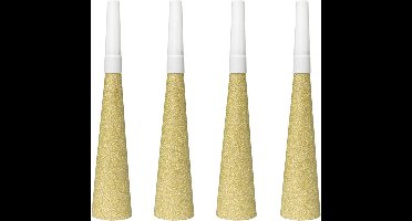 Folat - Party toeters glitter goud (4 stuks)