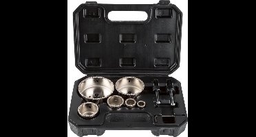 PARKSIDE® Gatenzaagset Carbide 9 delige - 6 gatenzagen (Ø 19 / 25 / 38 / 44 / 68 / 83 mm) en 2 centreerboren (sterkte: 1,2 mm) in een handige kunststof meeneemkoffer - Voor 20V boormachines - Hardmetalen gatzagenset