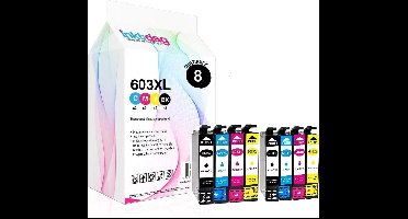 Inktdag inktcartridges voor Epson 603 inkcartridge, Epson 603XL multipack van 8 kleuren voor Epson Expression Home XP-2105 XP-3100 XP-3105 XP-4100 XP-4105 XP4155 Workforce WF-2830DWF WF-2835DWF