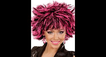 Zwart met neon roze hippie oorbellen