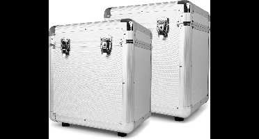 Platenkoffer - Set van 2 Power Dynamics RC100 platenkoffers voor 150 stuks 12 platen- Zilver