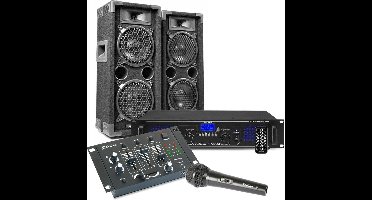 MAX26 DJ set met o.a. speakers, versterker en mixer - 1200W