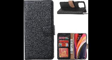 Hoesje Geschikt voor iPhone 12 Pro Max Hoesje met Pasjeshouder cover Zwart