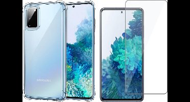 Hoesje geschikt voor Samsung Galaxy S20 FE - Anti Shock Proof Siliconen Back Cover Case Hoes Transparant - Tempered Glass Screenprotector