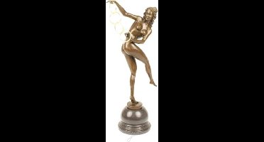 Beeld - Magische ringen - Bronzen naakte dame - 53.5 cm hoog