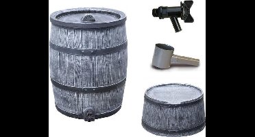 Regenton voordeelset | Roto 120 liter grijs + aftapkraan + standaard + vulautomaat 70/80mm.