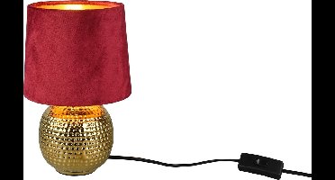 REALITY SOPHIA - Tafellamp - Goud - excl. 1x E14 40W - Snoerschakelaar - Rode kap