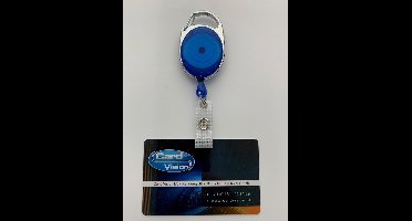 Blauwe Kunststof skipashouder / Yoyo met karabijnhaak