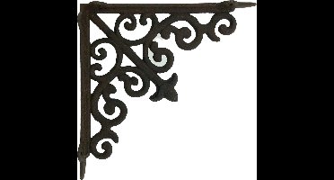 Plankdrager, Wandhaak Gietijzer Nostalgia 24 x 24 cm - Oud Bruin - Brocante - 2 Stuks