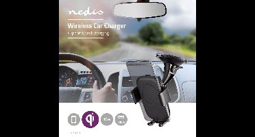 Nedis Draadloze Autolader - Telefoonhouder met wireless / draadloos opladen - 10W
