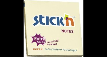 Stick'n Sticky Notes - Extra Sticky - Pastel Geel - 76x76mm - 90 Memoblaadjes