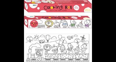 Stick'n tekenrol - 31 x 355cm - Grote zelfklevende kleurplaat - Feest trein thema