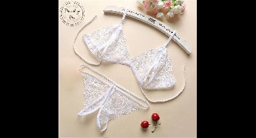 Kanten Lingerie Open kruis Wit L Sexy Hot Erotische Set Vrouwen Kant Transparante Lingerie Sexy Kostuums Nachtkleding Babydoll Open Cup Beha Lenceria