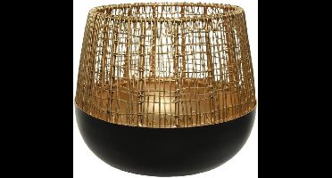 Windlicht Ijzer Draad Zwart/Goud - Dia16X13.5Cm