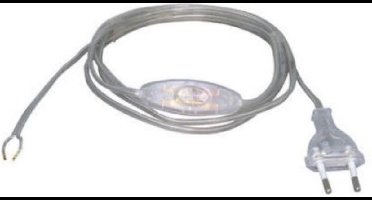 Kopp eurosnoer met schakelaar | transparant | lengte 2 meter | 2 x 0.75 mm²