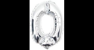 cijferballon 0 Zilver 16inch, 40cm  KinderCrea
